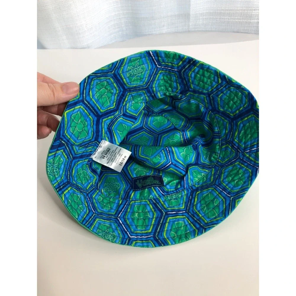 UV Skinz Bucket Hat Kids 12/18m Green Reversible Turtle Print Sun Hat 1912130101